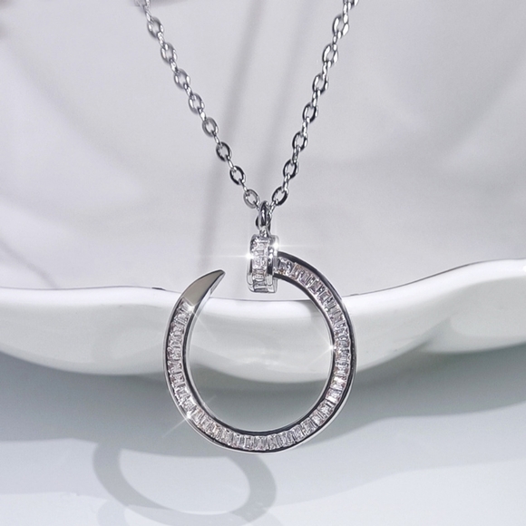 Sterling silver diamond necklace & earrings set - Picture 5 of 9